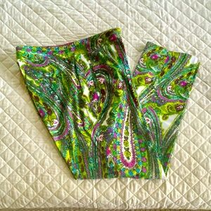 ETCETERA Cotton Green Pink Paisley Capris